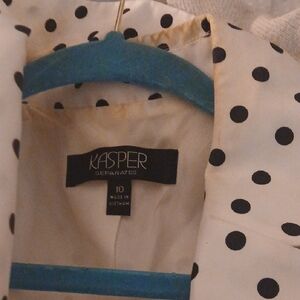 Kasper Cream Blazer with Black Polka Dots
